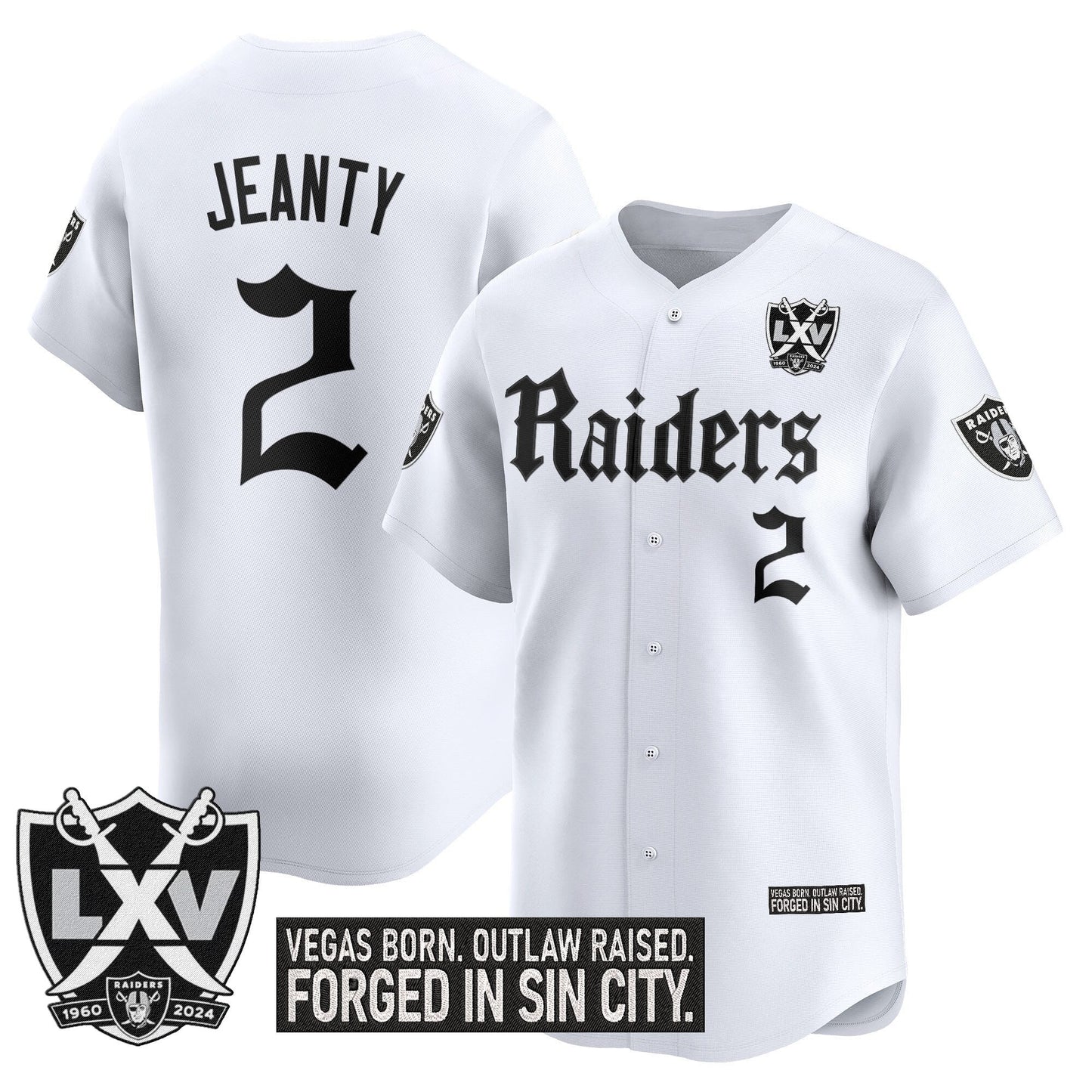 Las Vegas Raiders 'Gothic Sin City Shadows Edition' Vapor Baseball Jersey V2 - All Stitched