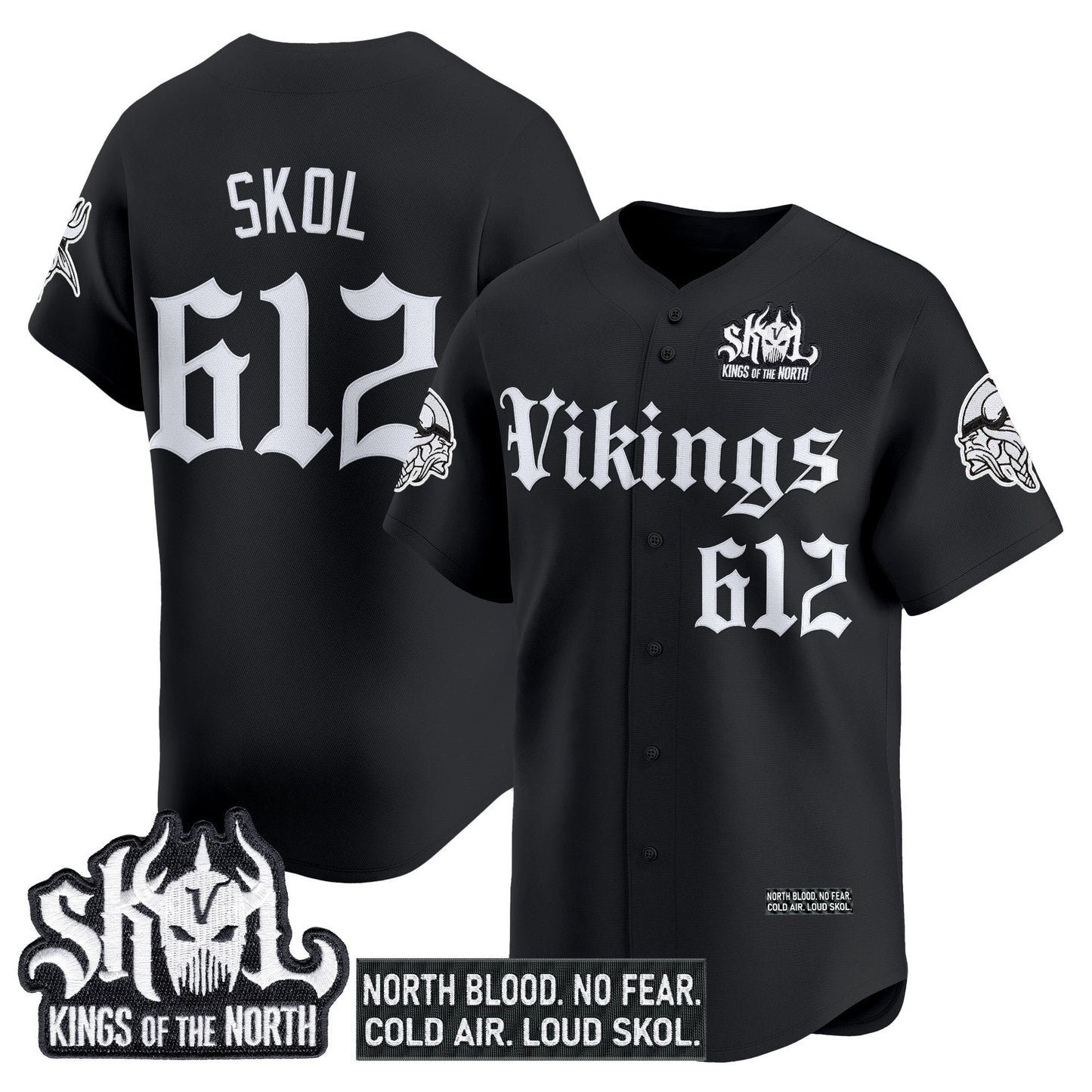 Men's Minnesota Vikings 'Gothic Norseblood Edition' Vapor Baseball Jersey - All Stitched