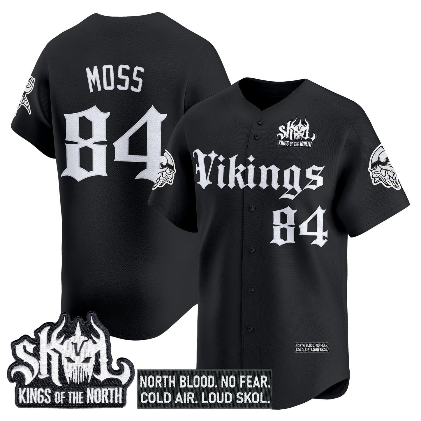 Men's Minnesota Vikings 'Gothic Norseblood Edition' Vapor Baseball Jersey - All Stitched
