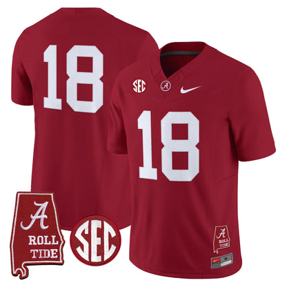 Men's Alabama Crimson Tide 2025 Vapor Limited Jersey - Alabama Map - All Stitched