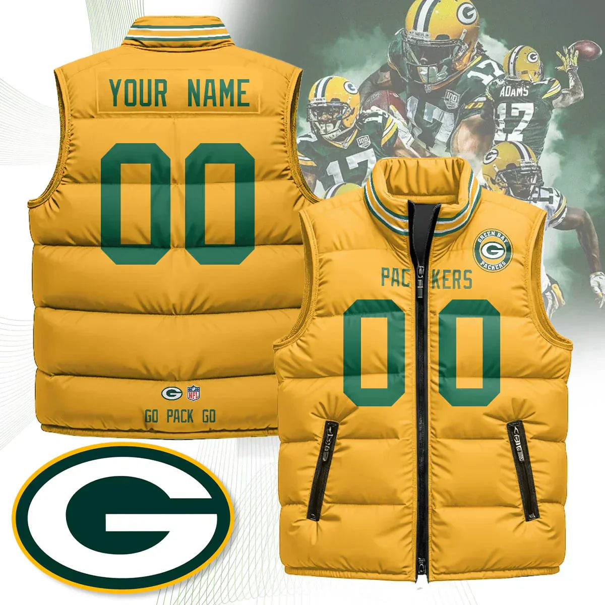 Custom Green Bay Packers Unisex Puffer Vest