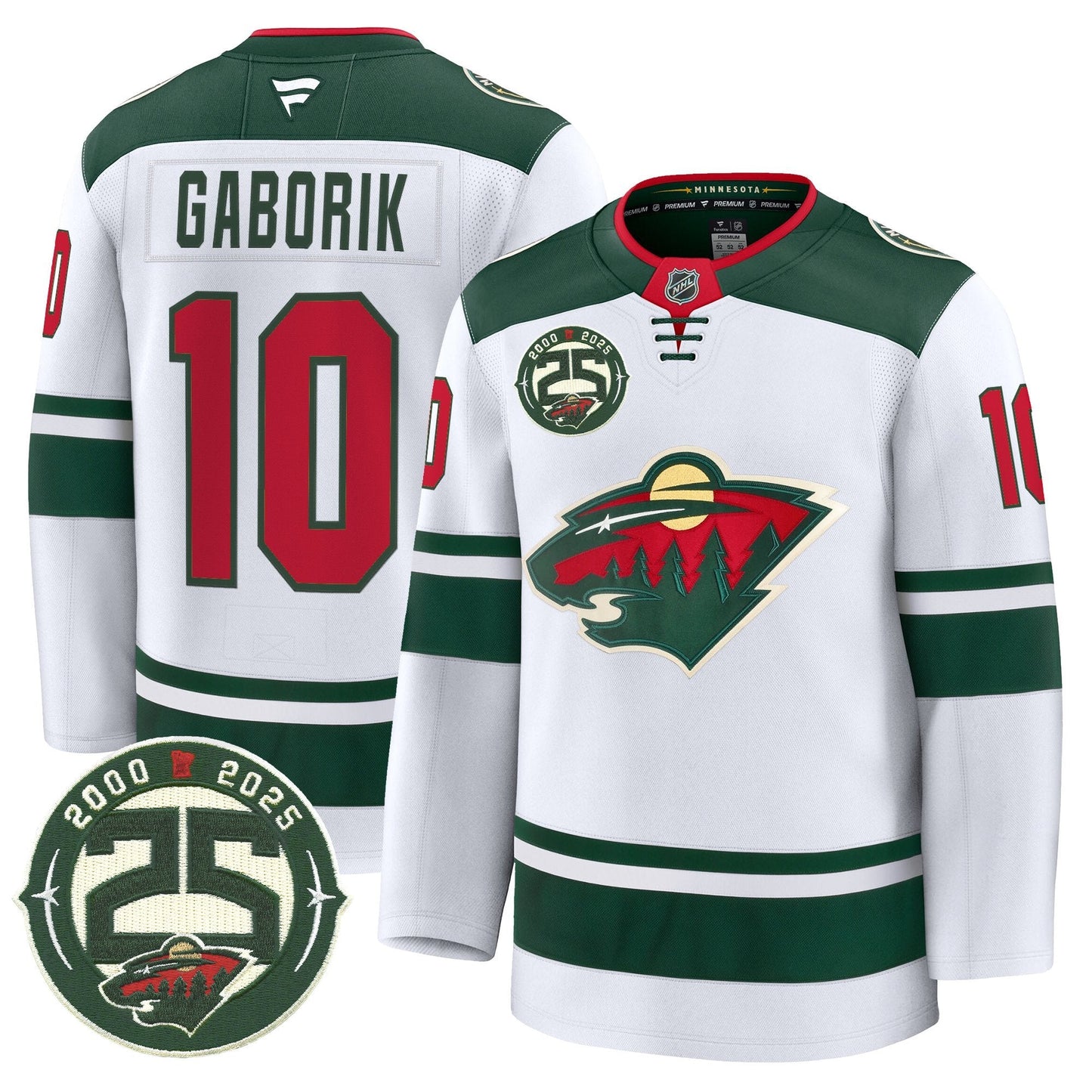 Men's Minnesota Wild 25th Anniversary Patch Premium Jersey - All Stitched