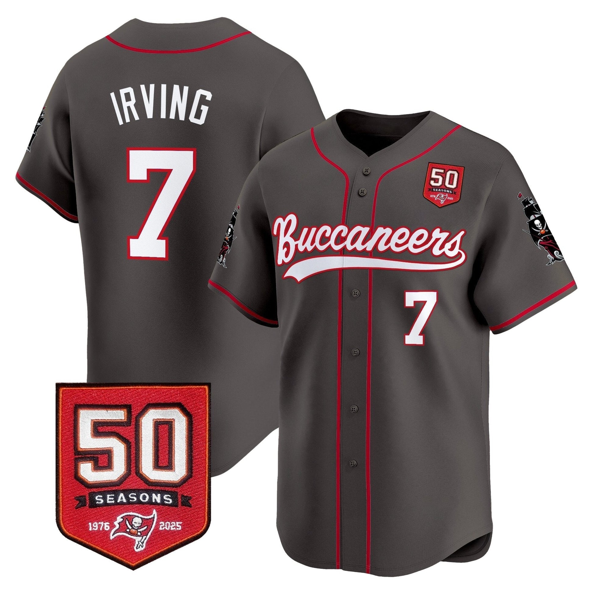 Men's Tampa Bay Buccaneers 50th Season Patch Vapor Baseball Jersey - All Stitched