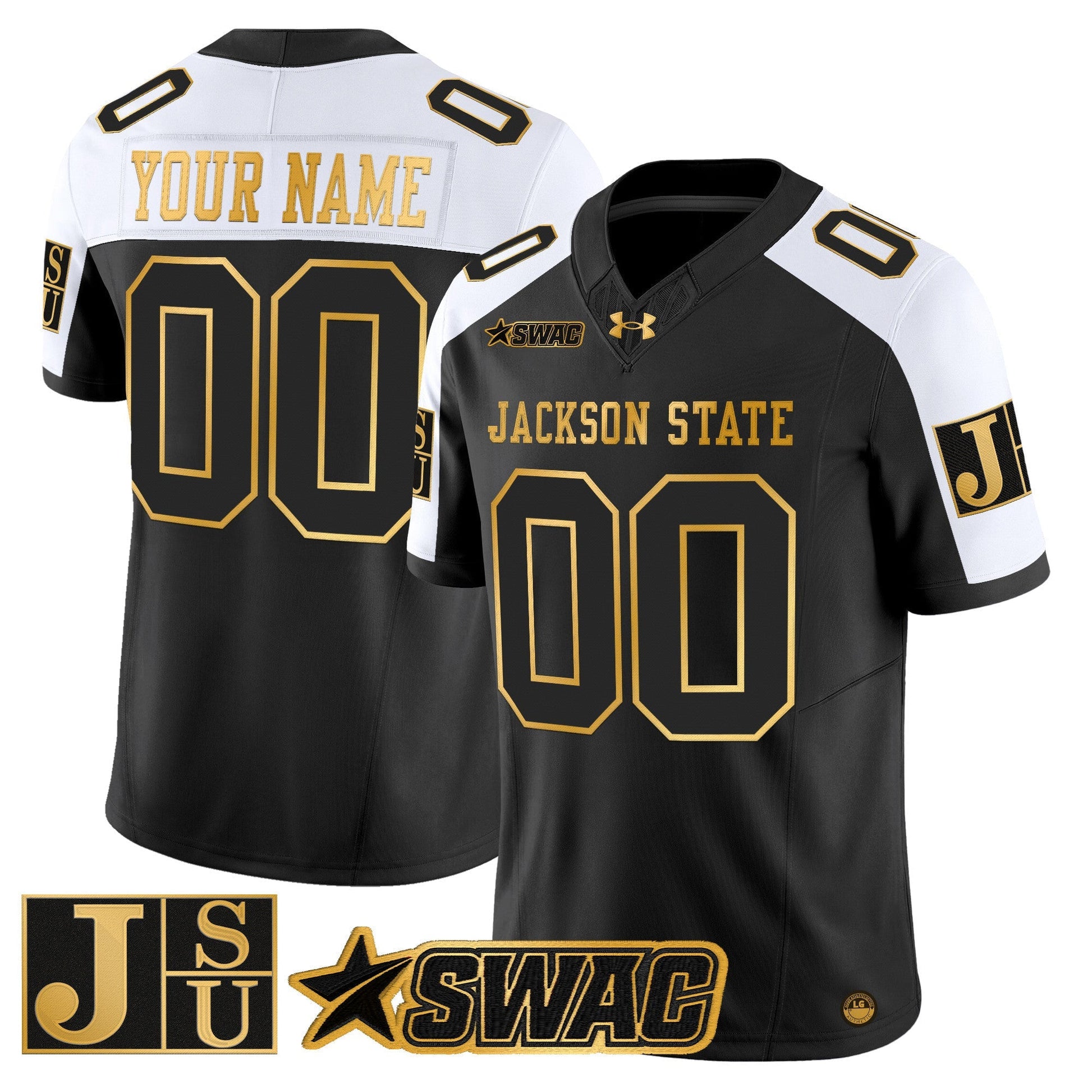 Jackson State Tigers 2025 Gold Vapor Limited Custom Jersey - All Stitched