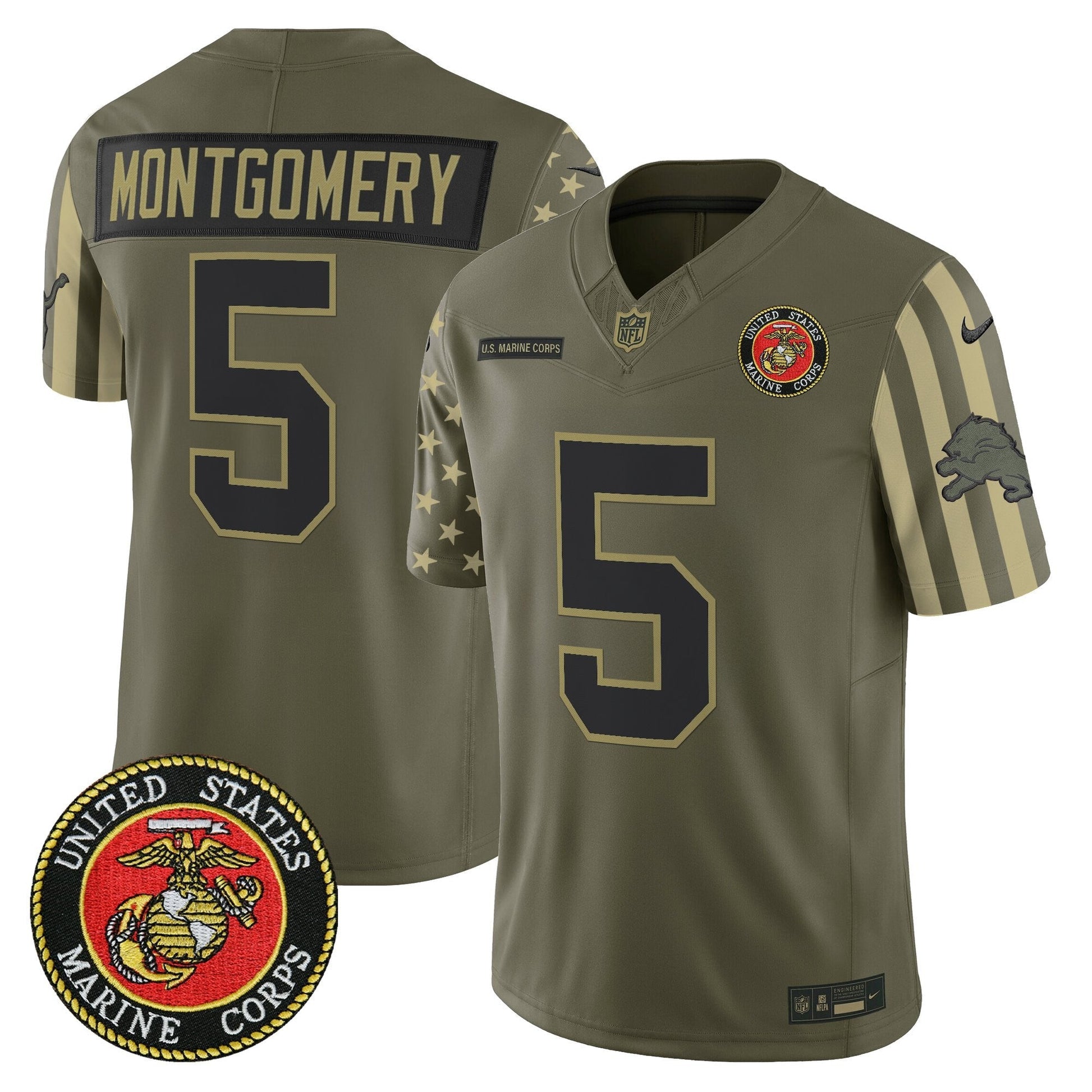 Men's Detroit Lions x U.S. Military Veteran Vapor Limited Jersey - All Stitched