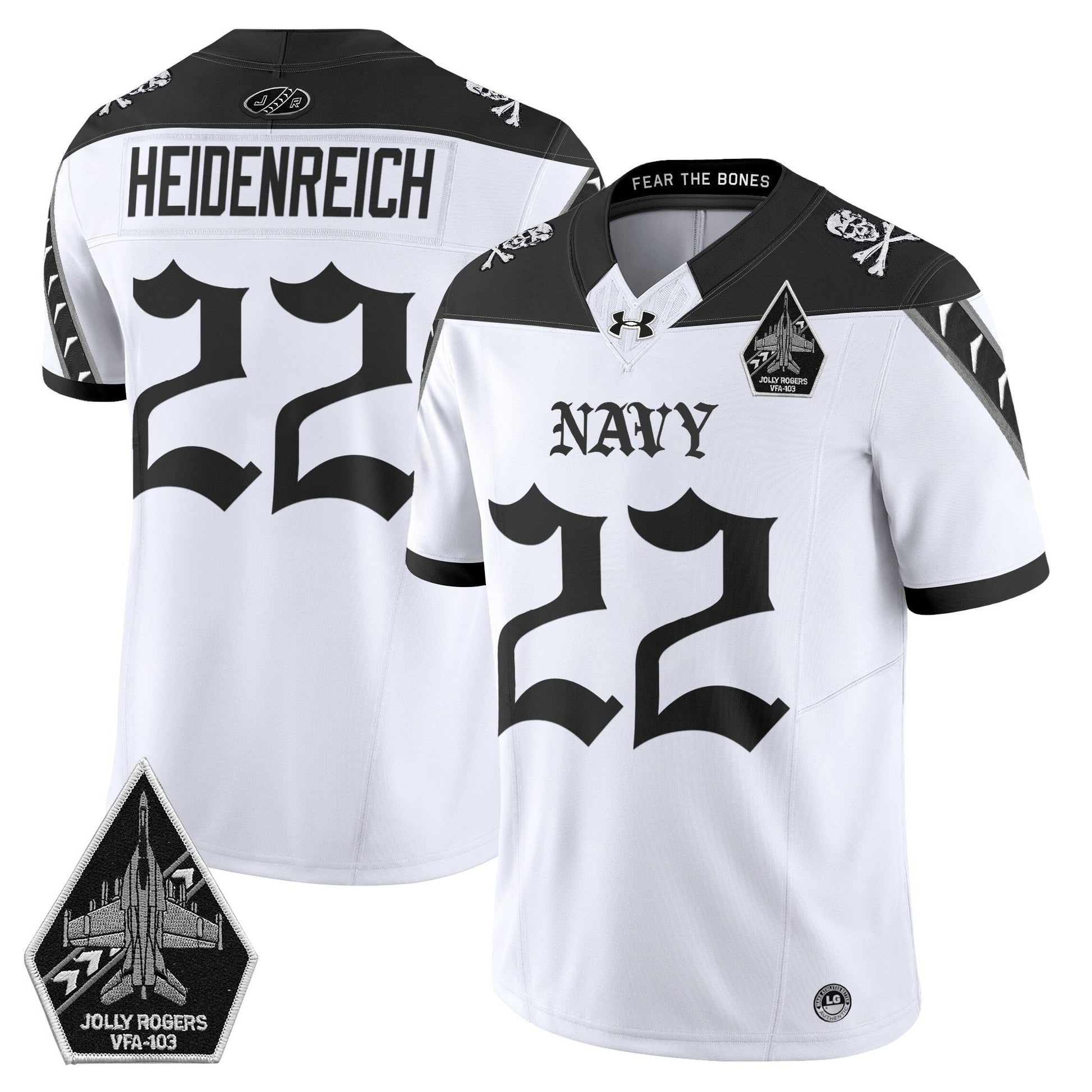 Men's Navy Midshipmen 'Jolly Rogers: Gothic Squadron Edition' Vapor Limited Jersey - All Stitched