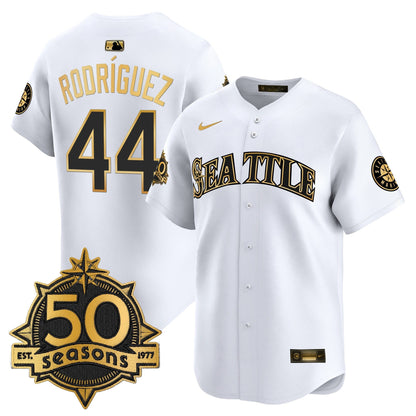 Men's Seattle Mariners 50 Seasons Patch Vapor Premier Limited Jersey - All Stitched