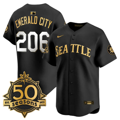 Men's Seattle Mariners 50 Seasons Patch Vapor Premier Limited Jersey - All Stitched