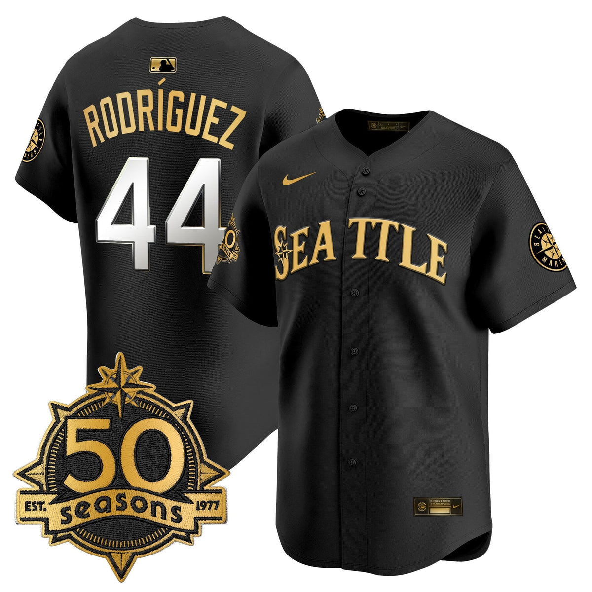 Men's Seattle Mariners 50 Seasons Patch Vapor Premier Limited Jersey - All Stitched