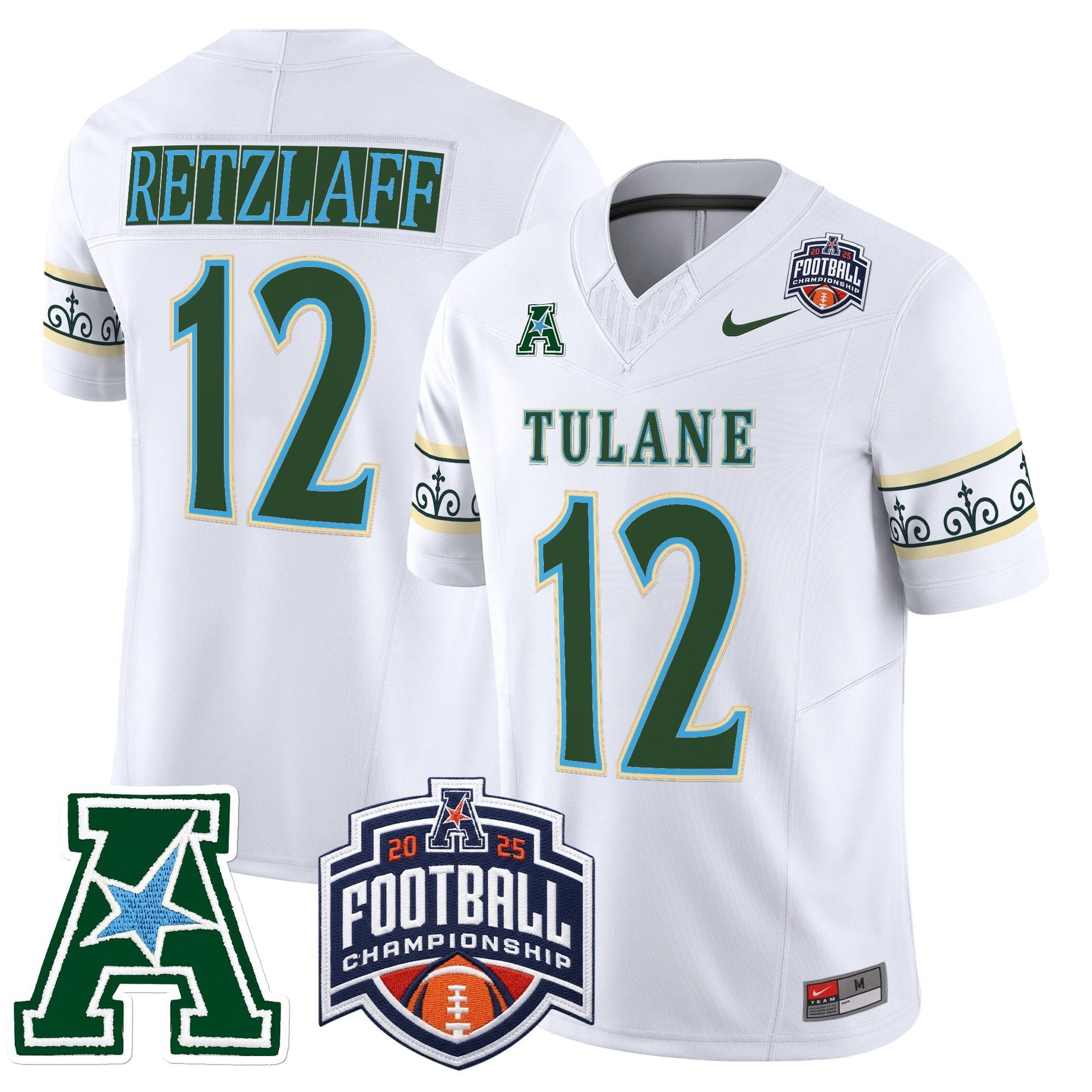 Men's Tulane Green Wave 'City Edition' Vapor Limited Jersey - 2025 AAC Championship Patch - All Stitched