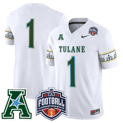 Men's Tulane Green Wave 'City Edition' Vapor Limited Jersey - 2025 AAC Championship Patch - All Stitched