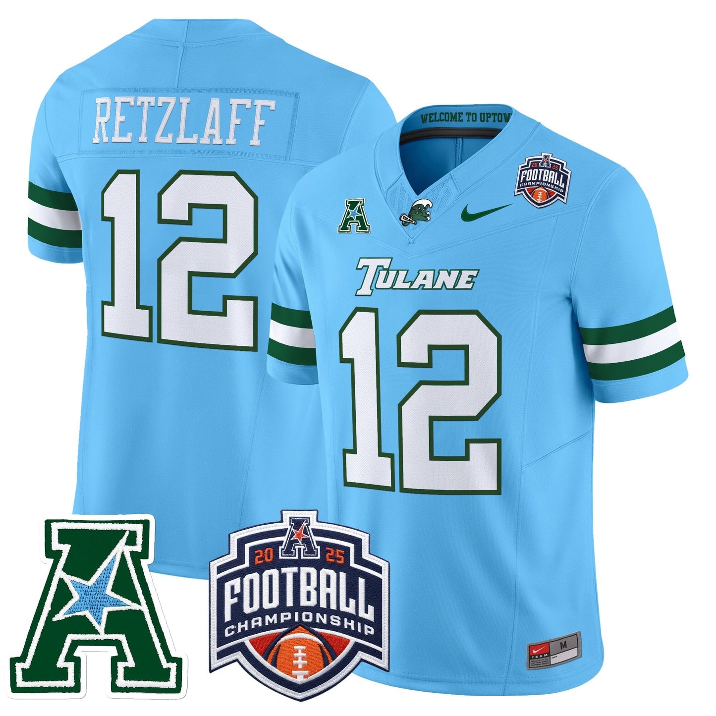 Men's Tulane Green Wave 2025 AAC Championship Vapor Limited Jersey - All Stitched