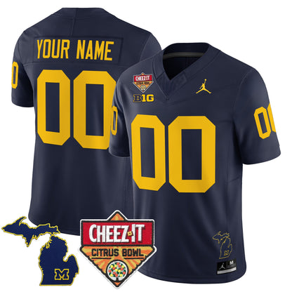 Michigan Wolverines 2025 Cheez-It Citrus Bowl Vapor Limited Custom Jersey - All Stitched