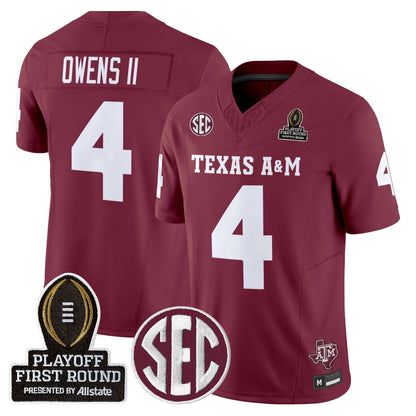 Men's Texas A&M Aggies 2025 Playoff First Round Vapor Limited Jersey - All Stitched