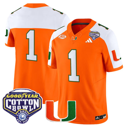 Men's Miami Hurricanes 2025 Vapor Limited Jersey - 2025 Cotton Bowl Patch - All Stitched