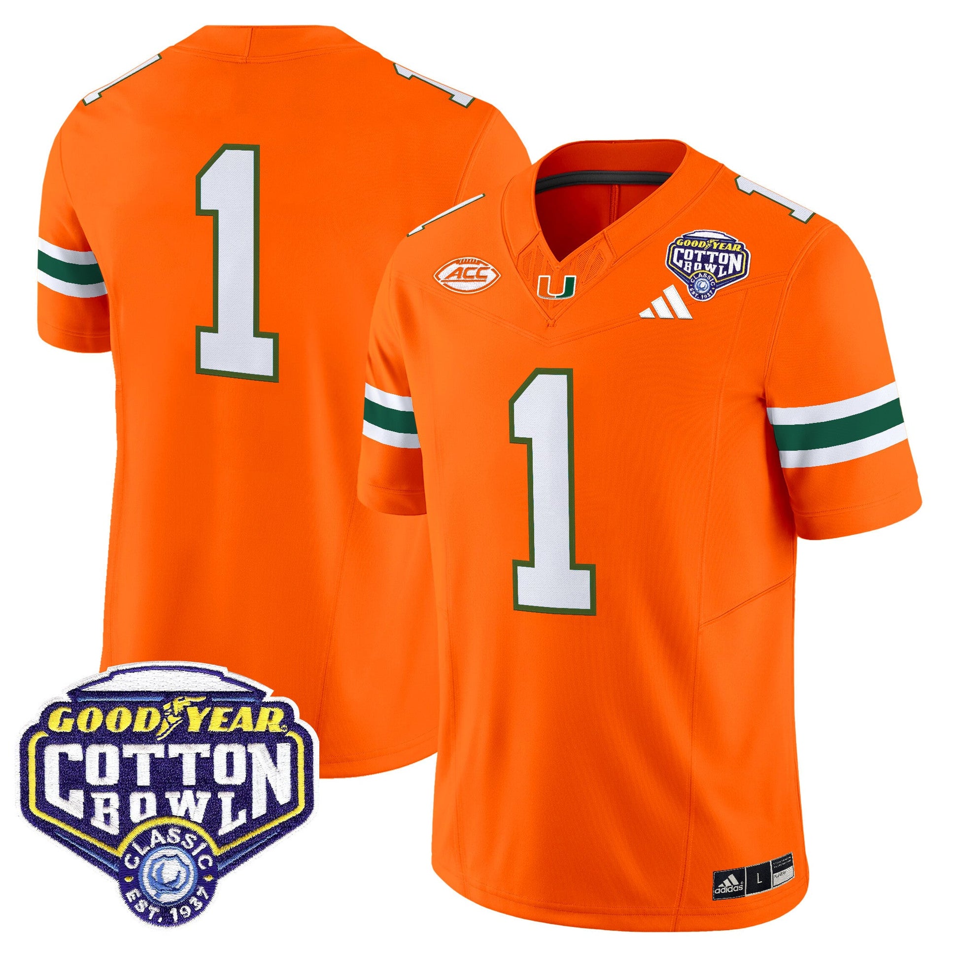 Men's Miami Hurricanes 2025 Vapor Limited Jersey - 2025 Cotton Bowl Patch - All Stitched