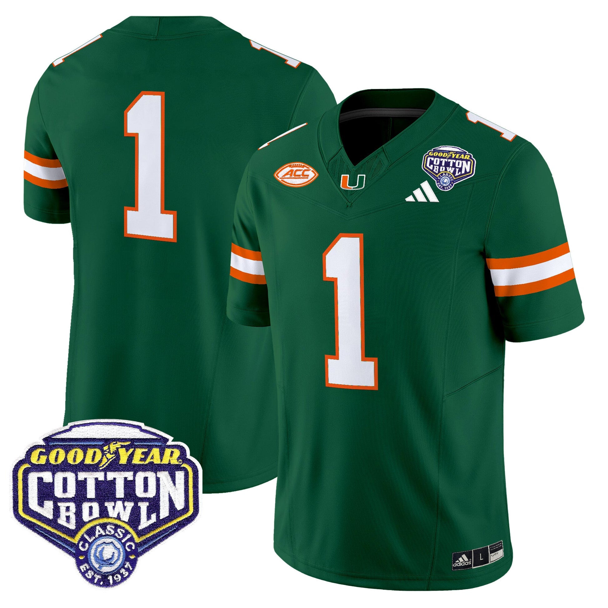 Men's Miami Hurricanes 2025 Vapor Limited Jersey - 2025 Cotton Bowl Patch - All Stitched