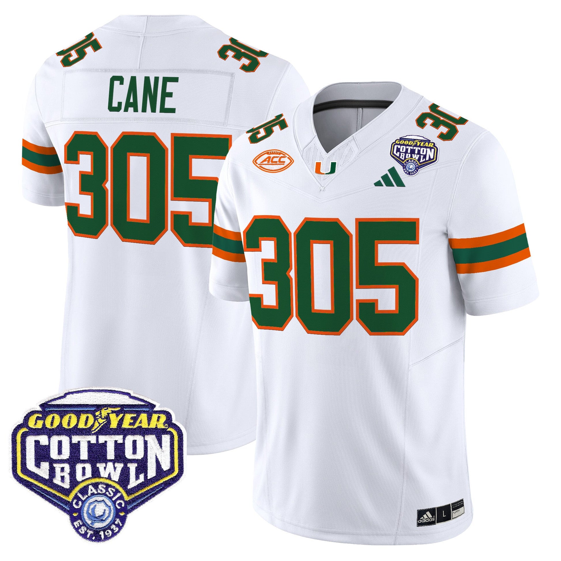 Men's Miami Hurricanes 2025 Vapor Limited Jersey - 2025 Cotton Bowl Patch - All Stitched