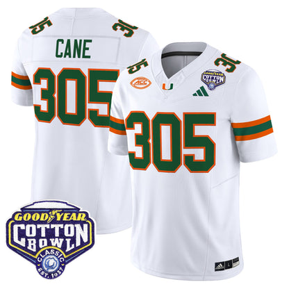 Men's Miami Hurricanes 2025 Vapor Limited Jersey - 2025 Cotton Bowl Patch - All Stitched