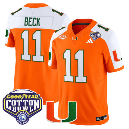 Men's Miami Hurricanes 2025 Vapor Limited Jersey - 2025 Cotton Bowl Patch - All Stitched