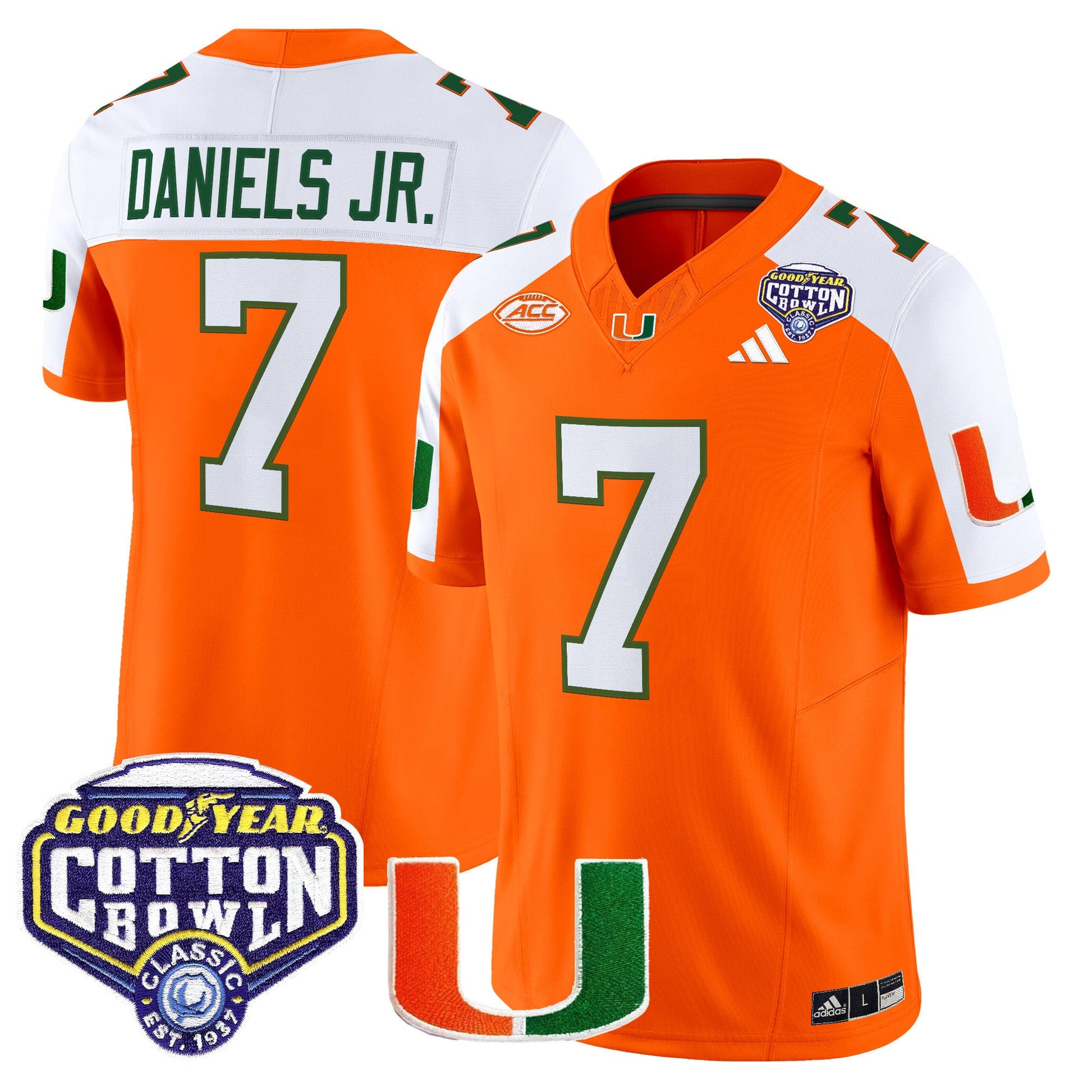 Men's Miami Hurricanes 2025 Vapor Limited Jersey - 2025 Cotton Bowl Patch - All Stitched