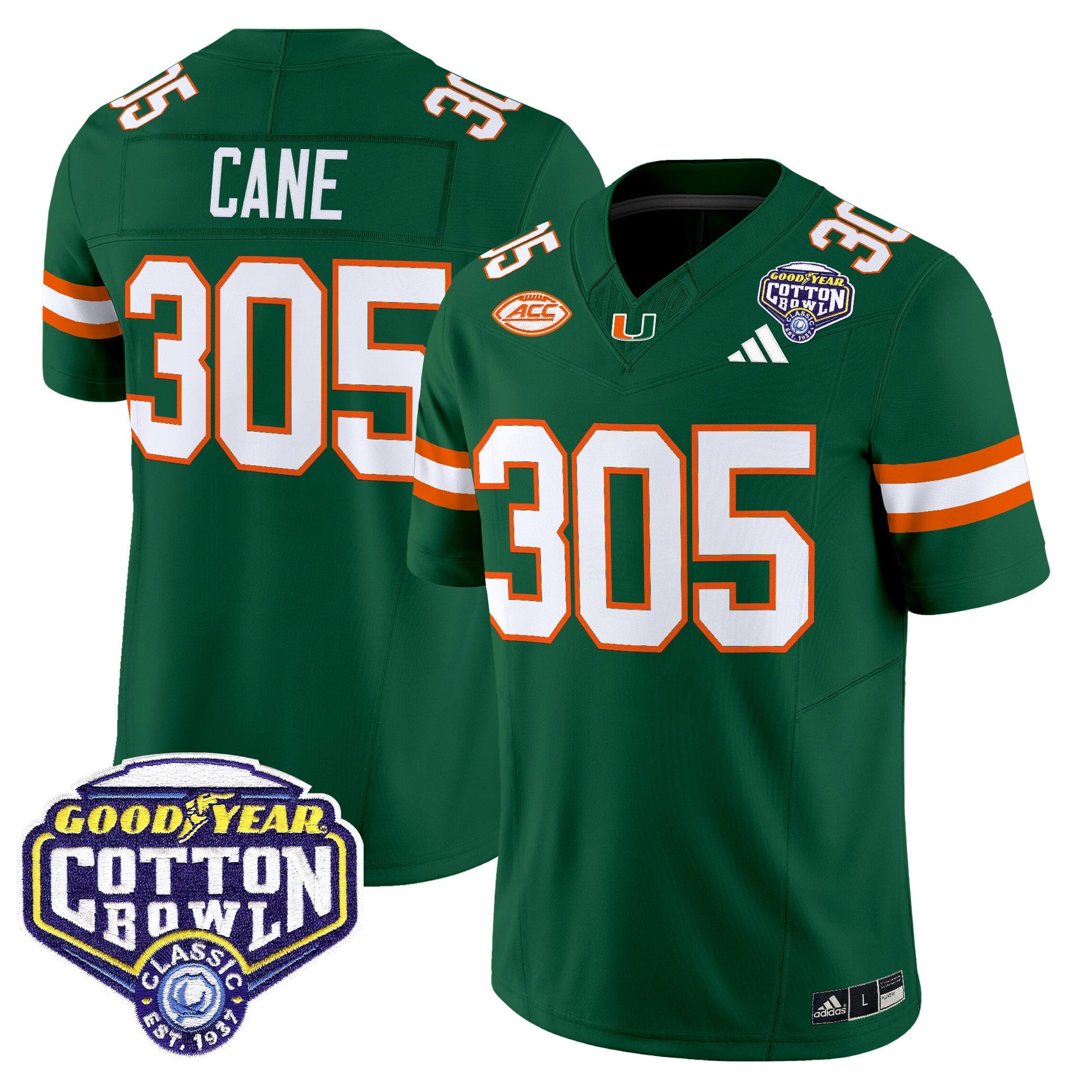 Men's Miami Hurricanes 2025 Vapor Limited Jersey - 2025 Cotton Bowl Patch - All Stitched