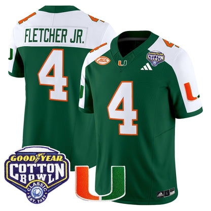 Men's Miami Hurricanes 2025 Vapor Limited Jersey - 2025 Cotton Bowl Patch - All Stitched