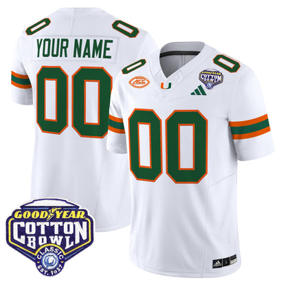 Miami Hurricanes 2025 Vapor Limited Custom Jersey - 2025 Cotton Bowl Patch - All Stitched