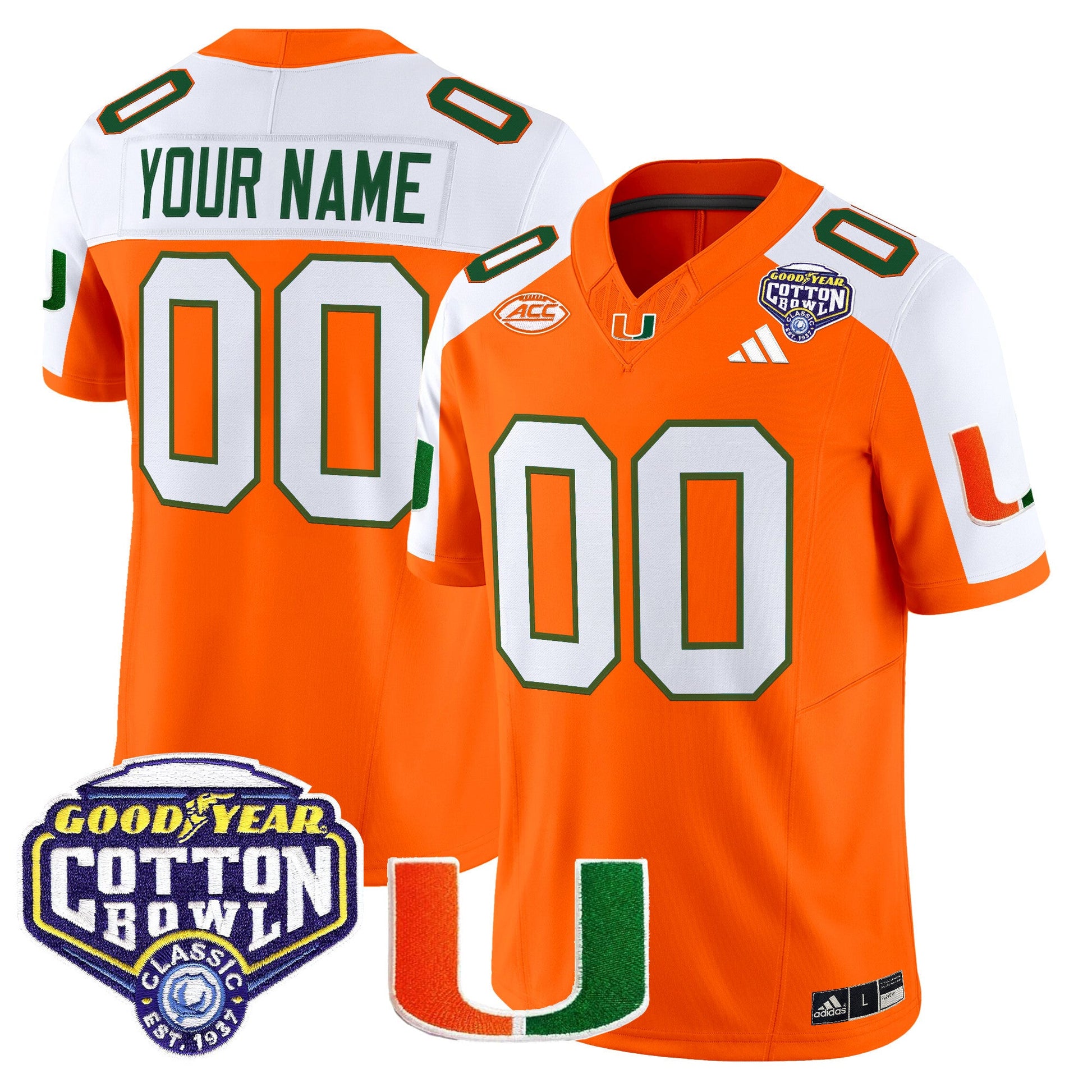 Miami Hurricanes 2025 Vapor Limited Custom Jersey - 2025 Cotton Bowl Patch - All Stitched