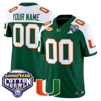 Miami Hurricanes 2025 Vapor Limited Custom Jersey - 2025 Cotton Bowl Patch - All Stitched