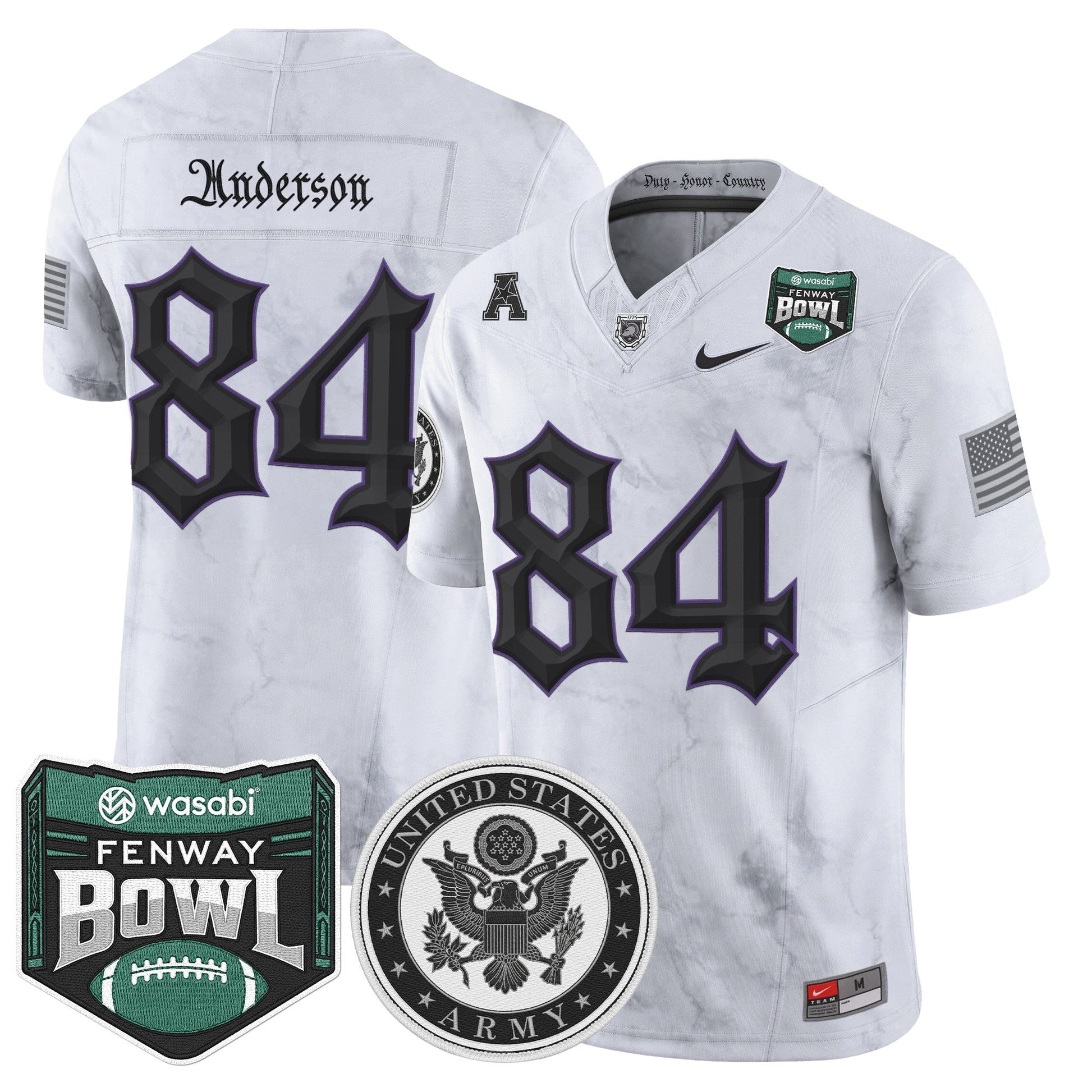 Men's Army Black Knights Honoring 250 Years Of Service And Sacrifice Vapor Limited Jersey - 2025 Fenway Bowl Patch - All Stitched