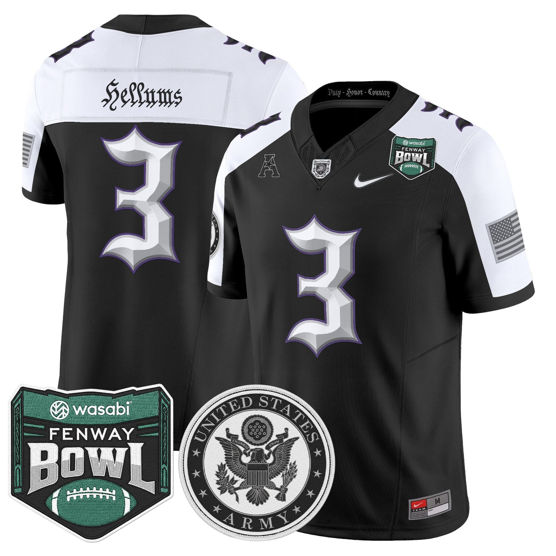Men's Army Black Knights Honoring 250 Years Of Service And Sacrifice Vapor Limited Jersey - 2025 Fenway Bowl Patch - All Stitched