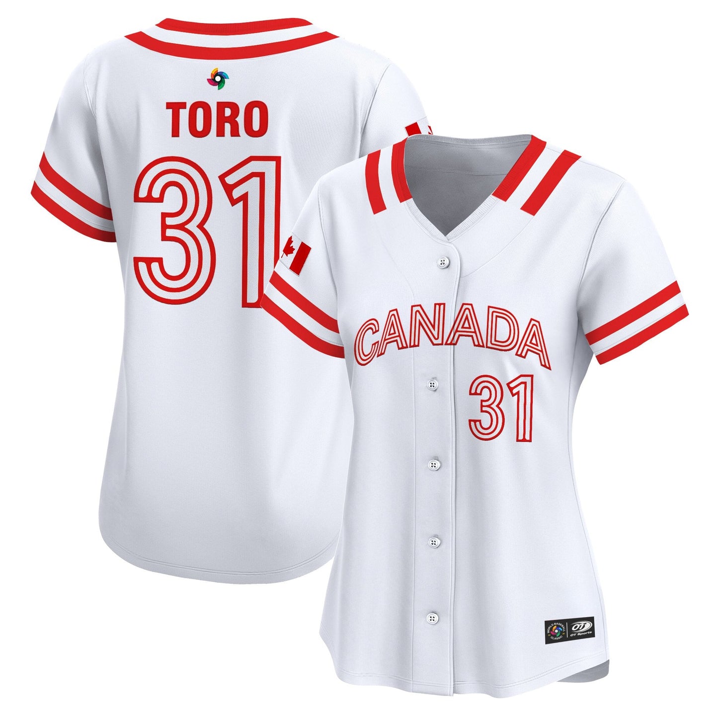 Women's Team Canada World Baseball Classic Vapor Premier Jersey - 2026 Roster (Projected Number) - All Stitched