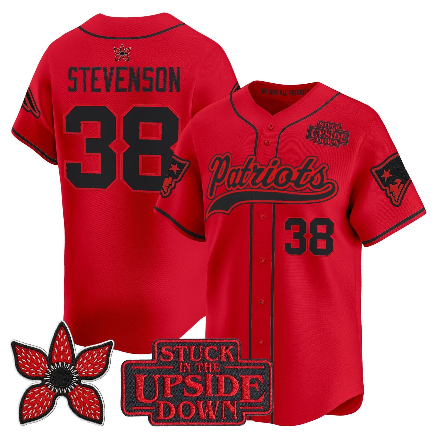 Men's New England Patriots 'Stranger Things Edition' Vapor Baseball Jersey - All Stitched