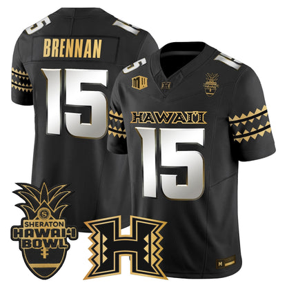 Men's Hawai'i Rainbow Warriors 2025 Hawai'i Bowl Gold Vapor Limited Jersey - All Stitched