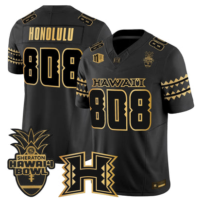 Men's Hawai'i Rainbow Warriors 2025 Hawai'i Bowl Gold Vapor Limited Jersey - All Stitched