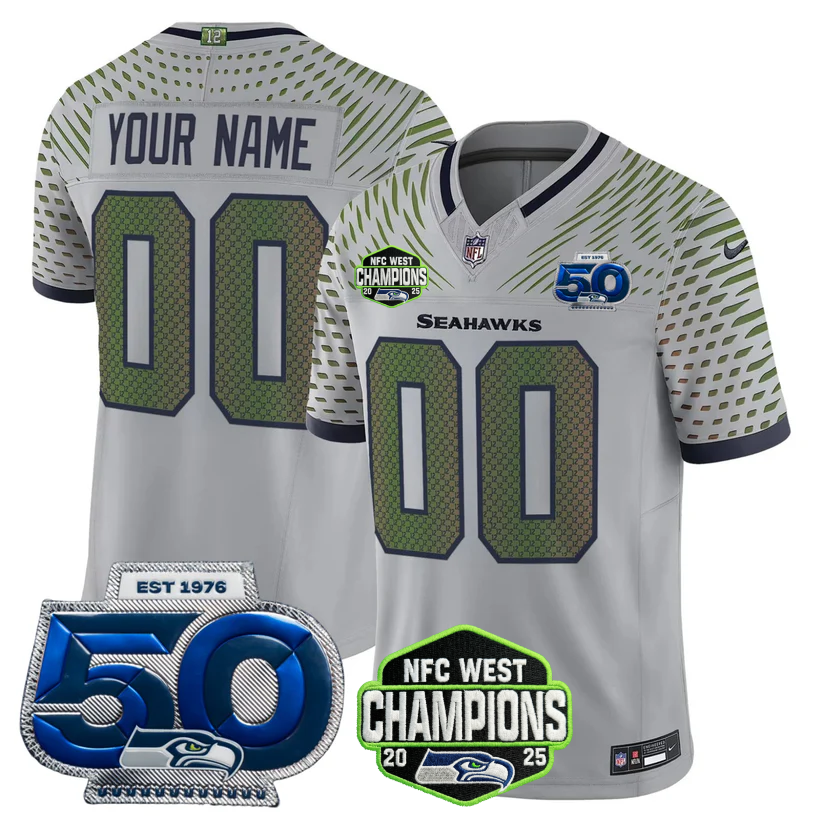 Custom SEA 2026 NFC West Champions Limited Jersey - 50th Season Patch - All Stitched