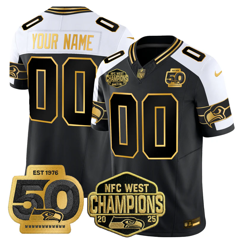Custom SEA 2026 NFC West Champions Limited Jersey - 50th Season Patch - All Stitched
