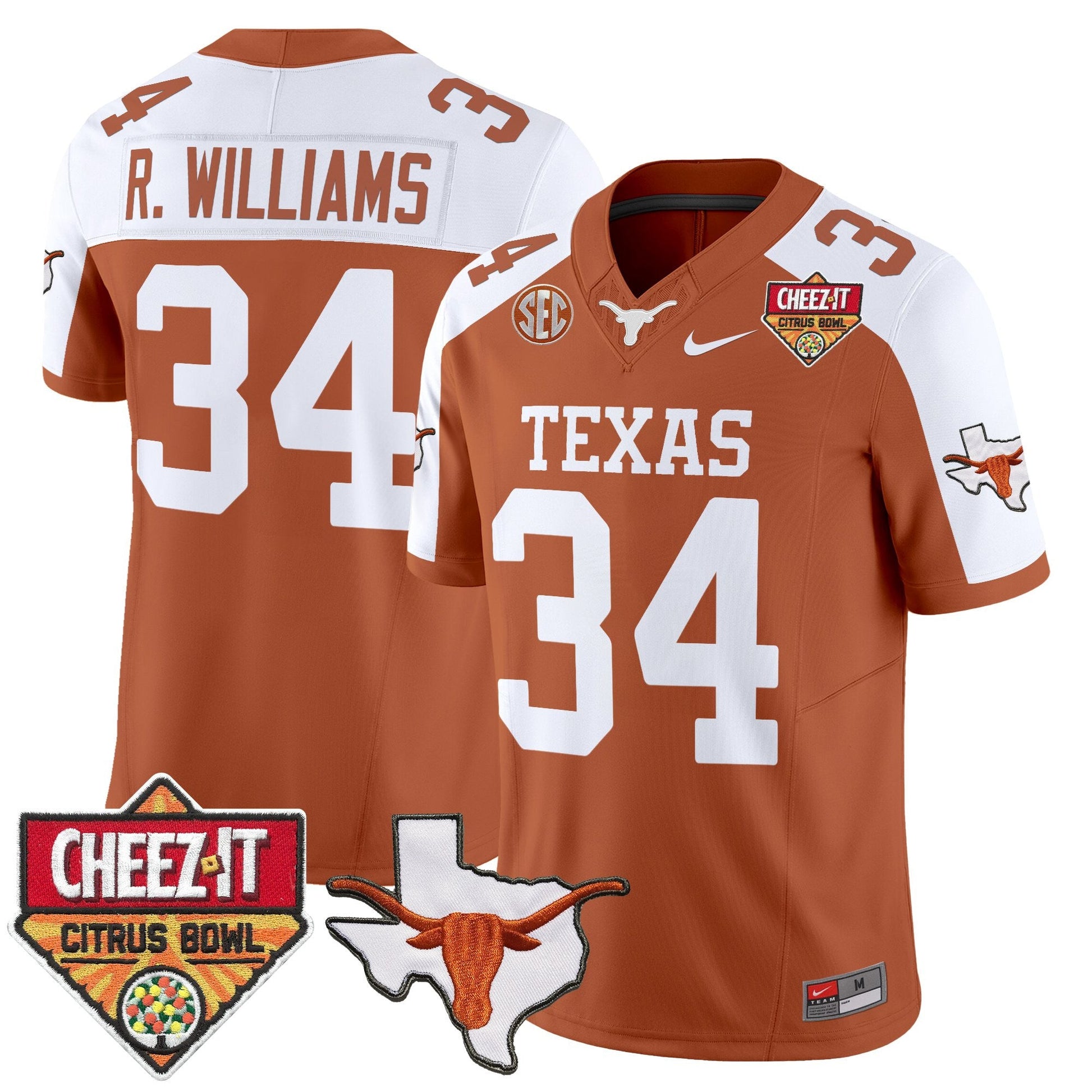 Men's Texas Longhorns 2025 Cheez-It Citrus Bowl Patch Vapor Limited Jersey - All Stitched