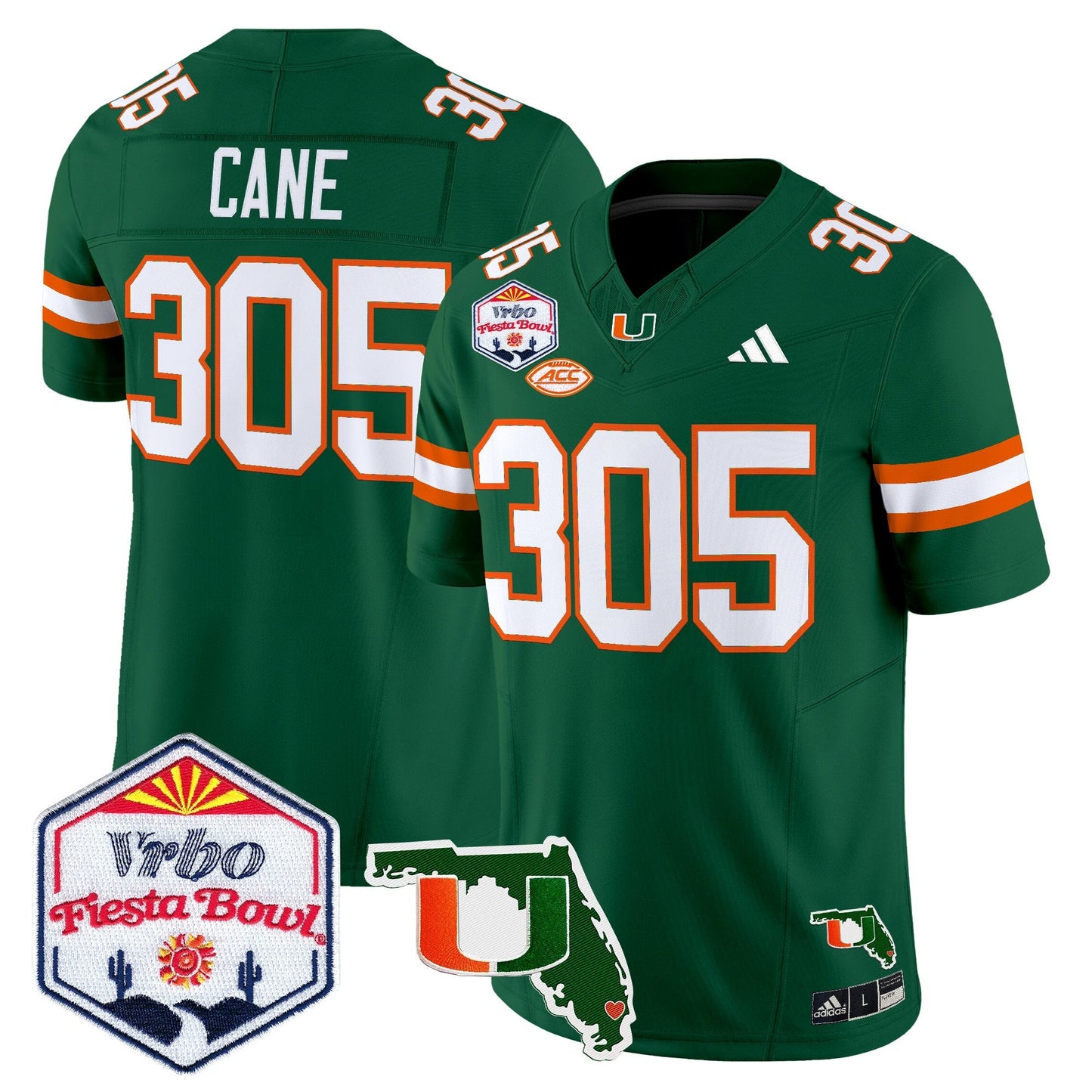 Men's Miami Hurricanes 2026 The Fiesta Bowl & Florida Patch Vapor Limited Jersey - All Stitched