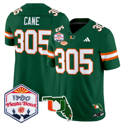 Men's Miami Hurricanes 2026 The Fiesta Bowl & Florida Patch Vapor Limited Jersey - All Stitched