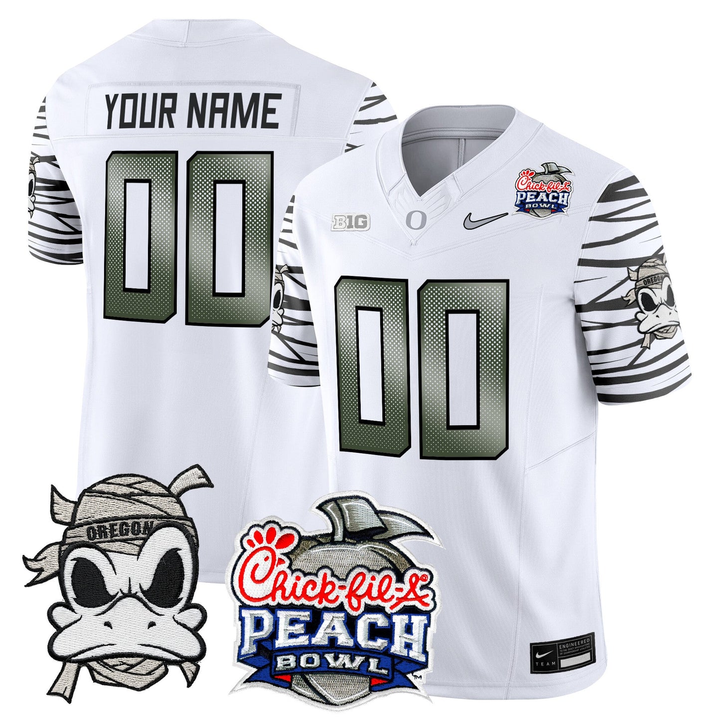 Oregon Ducks "Mummy Duck" Vapor Limited Custom Jersey - 2026 Peach Bowl Patch - All Stitched