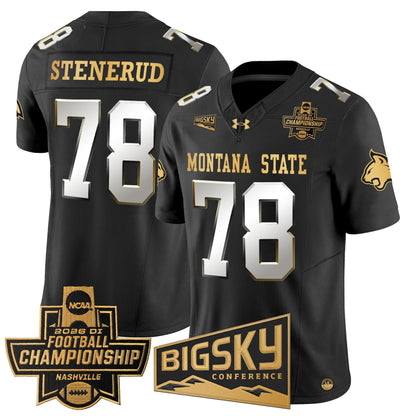Men's Montana State Bobcats 2026 Football Championship Gold Vapor Limited Jersey - All Stitched