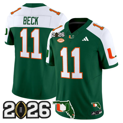 Men's Miami Hurricanes 2026 CFP Final & Florida Patch Vapor Limited Jersey - All Stitched