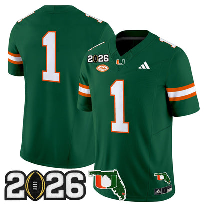  Miami Hurricanes 2026 CFP Final & Florida Patch Vapor Limited Jersey - All Stitched