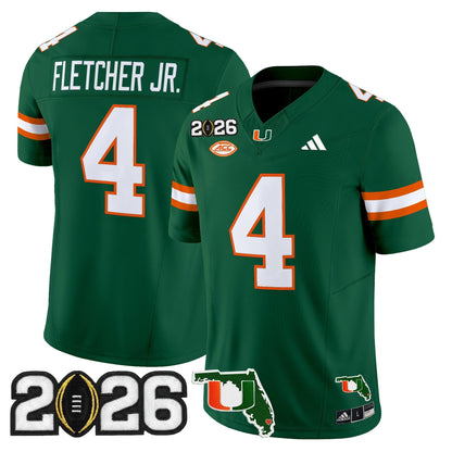 Men's Miami Hurricanes 2026 CFP Final & Florida Patch Vapor Limited Jersey - All Stitched