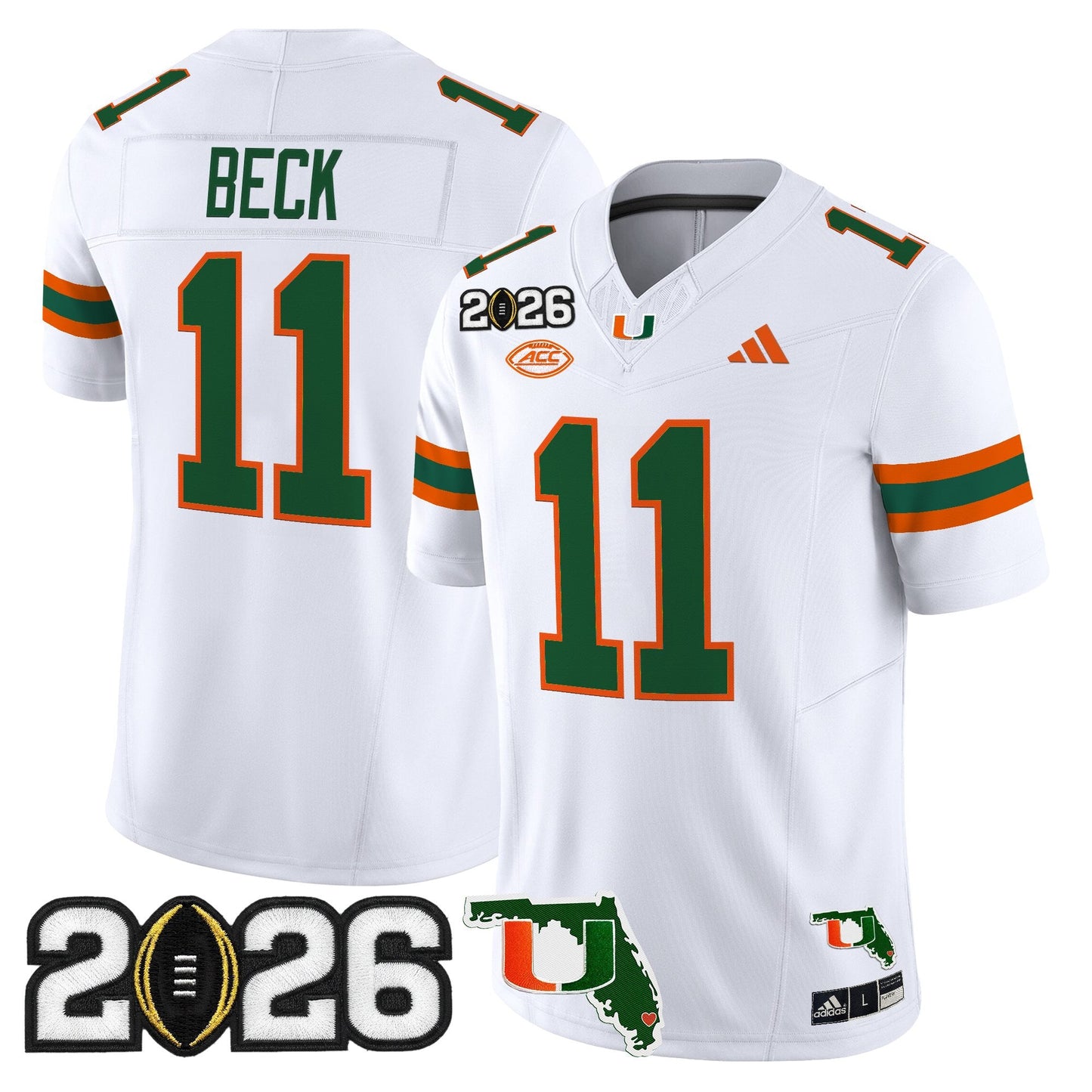 Men's Miami Hurricanes 2026 CFP Final & Florida Patch Vapor Limited Jersey - All Stitched