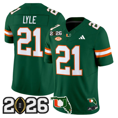 Men's Miami Hurricanes 2026 CFP Final & Florida Patch Vapor Limited Jersey - All Stitched