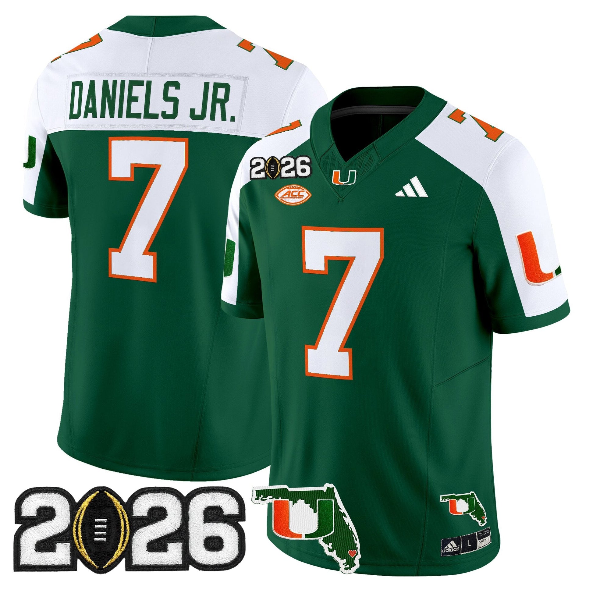 Men's Miami Hurricanes 2026 CFP Final & Florida Patch Vapor Limited Jersey - All Stitched
