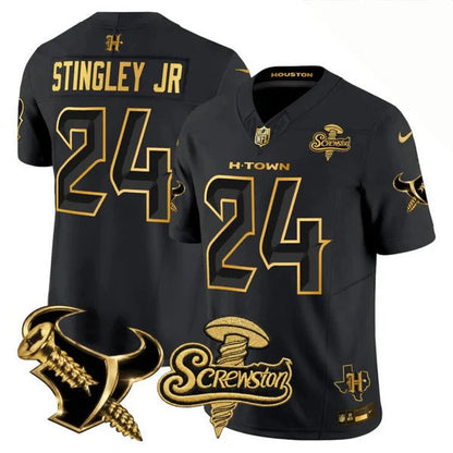 Men's Houston Texans DJ Screw Gold Vapor Limited Jersey - All Stitched